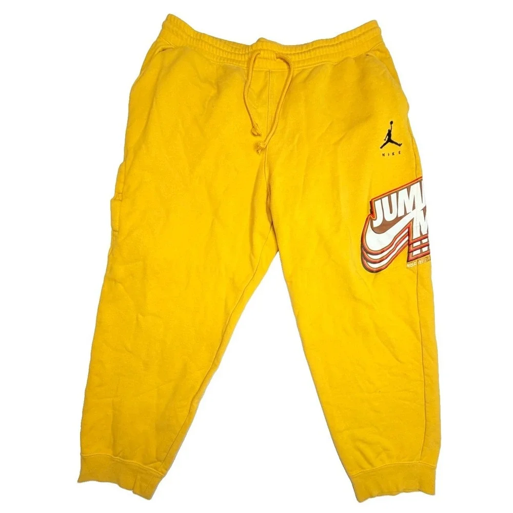 Men's Jordan Jumpman Fleece Jogger Pants Gold Yellow DC9608-781 Men's 3XL